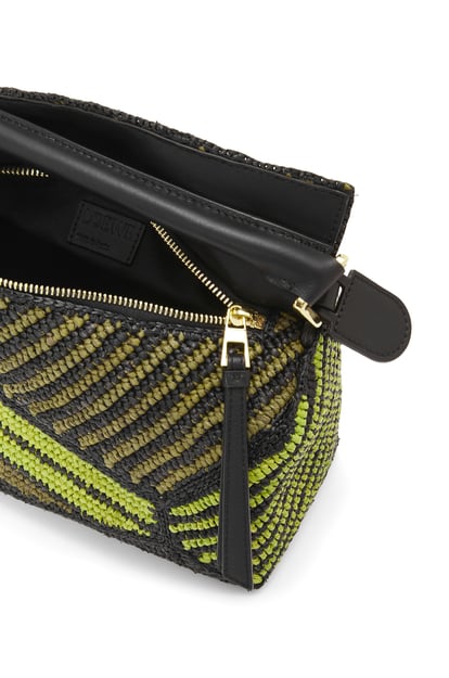 LOEWE Small Puzzle Edge bag in raffia and calfskin Anise/Olive plp_rd
