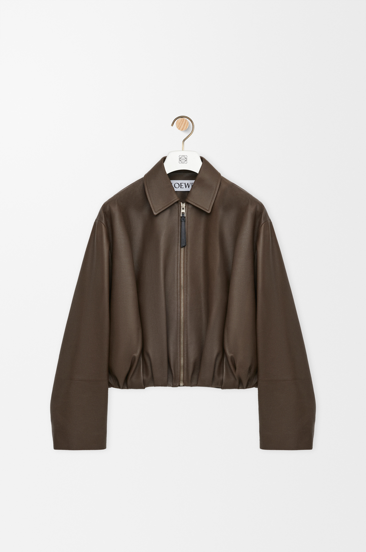 LOEWE 纳帕牛皮革垂坠夹克 深绿色