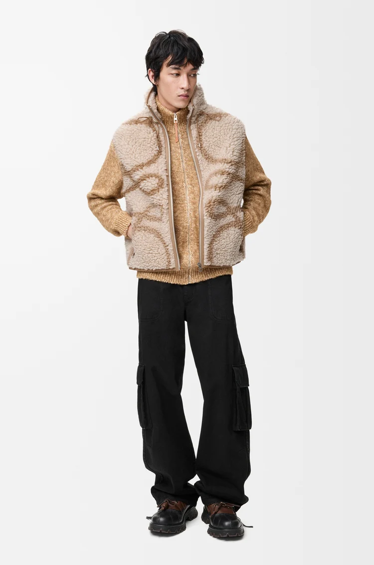 LOEWE Vest in wool blend Beige/Khaki Green