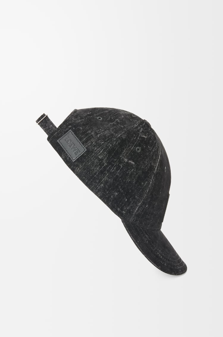 LOEWE Gorra con parche en denim flocado Negro