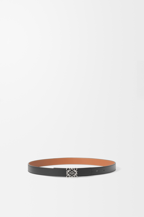 LOEWE Wendbarer Anagram Gürtel aus glattem Kalbsleder Schwarz/Tan/Palladium