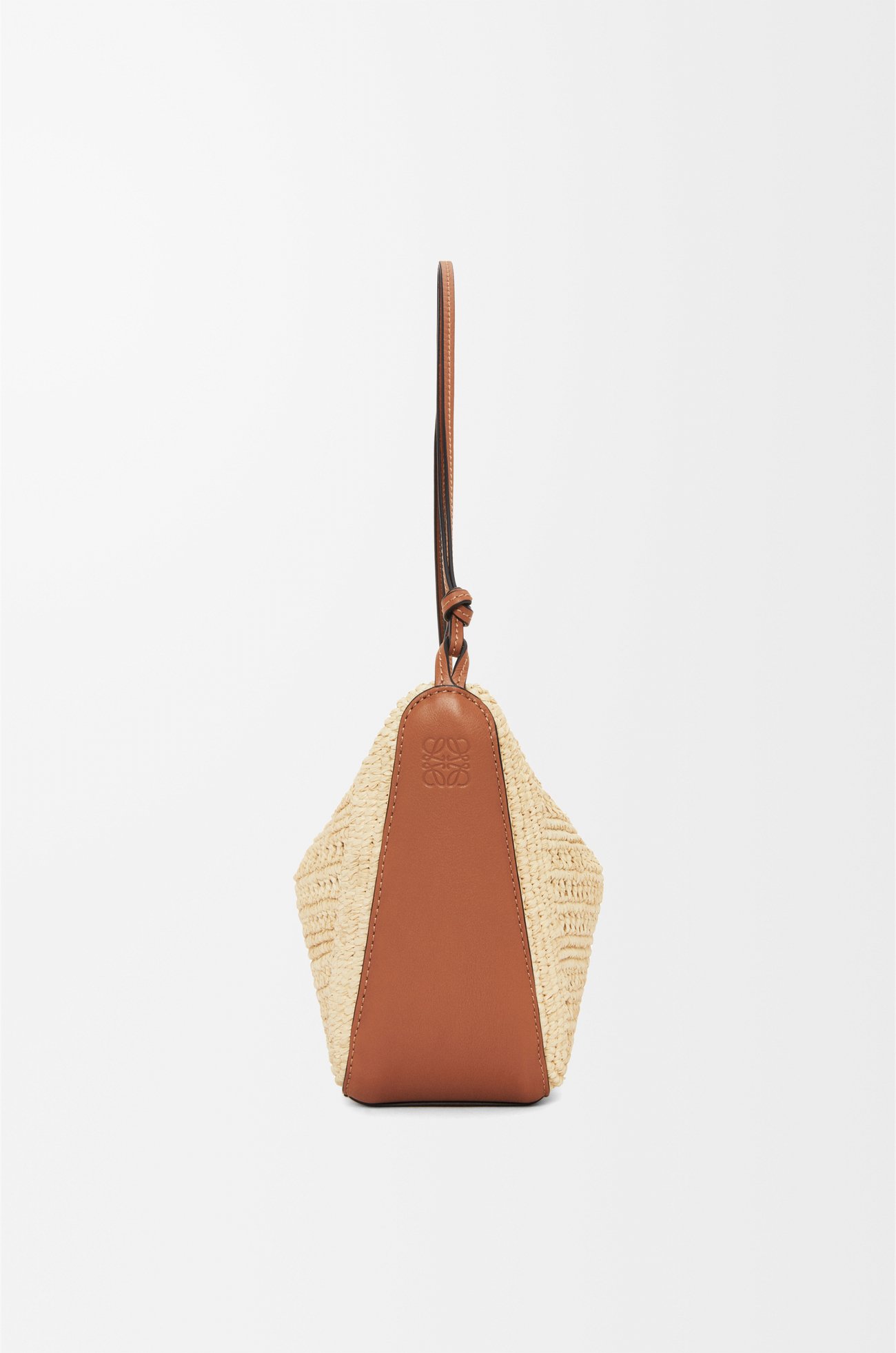 LOEWE Mini Hammock Hobo in raffia and calfskin Tan/Natural