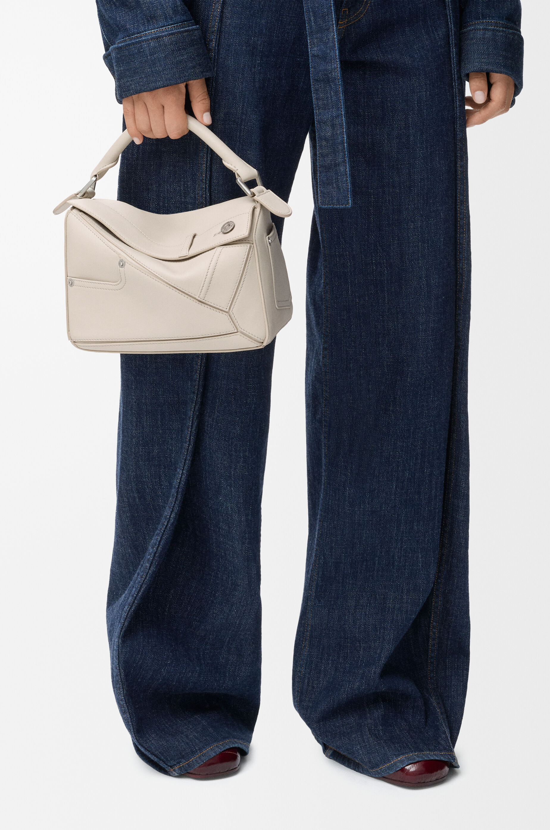 Panta small Puzzle bag in shiny calfskin Grey - LOEWE