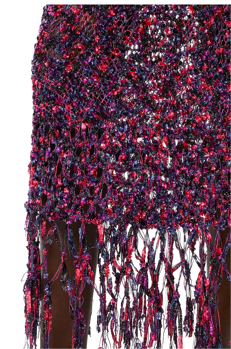 LOEWE Fringed midi skirt in polyamide Pink/Purple/Blue pdp_rd