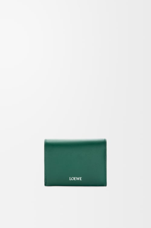 LOEWE Trifold zip wallet in shiny nappa calfskin Evergreen/Deep Navy