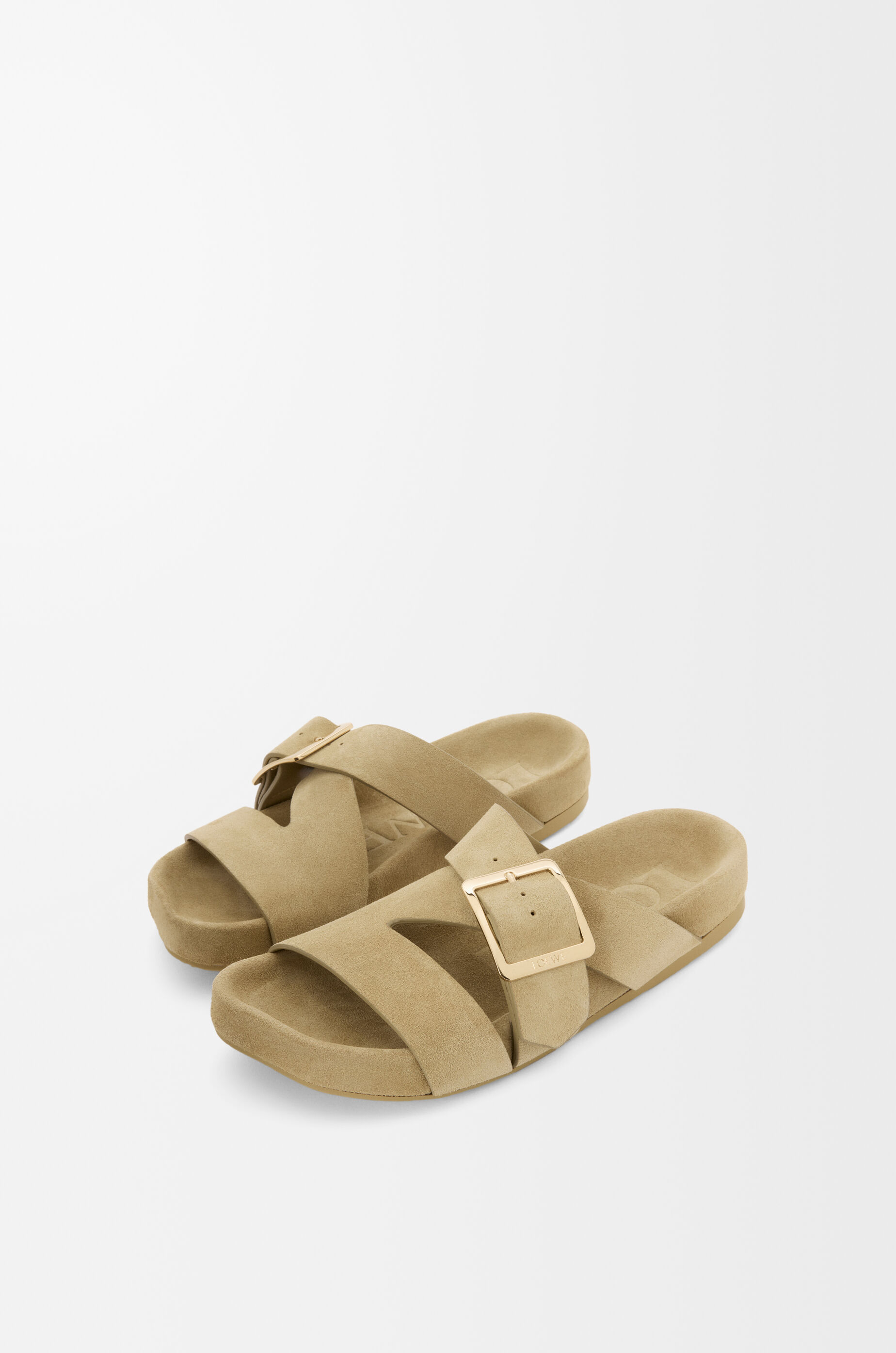 【LOEWE】イーズ バックル サンダル ブラッシュド スエード Ease Buckle slide in suede Beige - LOEWE