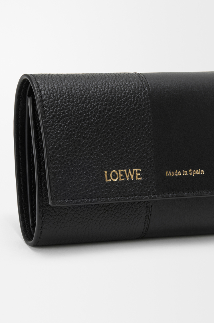 LOEWE Small vertical wallet in smooth and grained calfskin Black