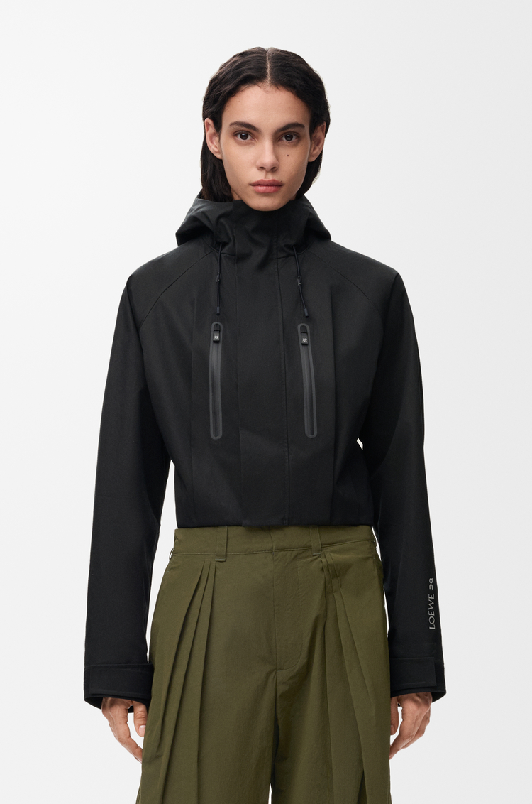 LOEWE Cropped parka in technical cotton shell Black