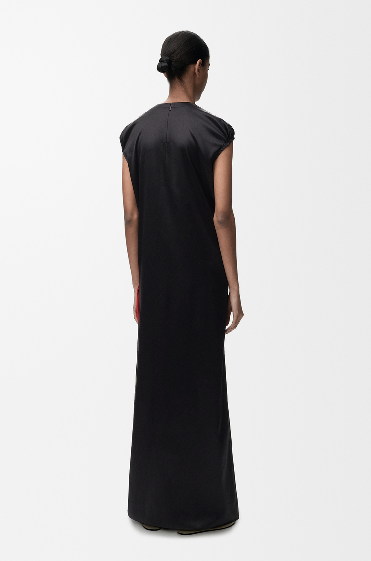 LOEWE Vestido en seda elástica Negro/Rojo