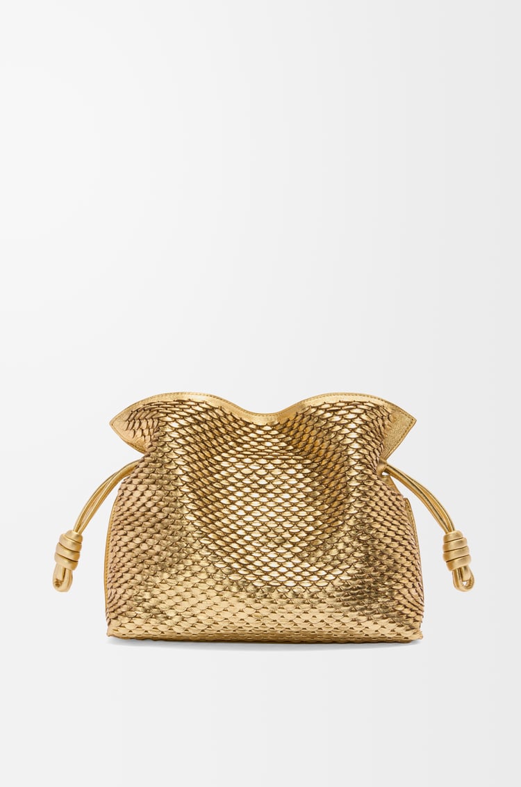 LOEWE Medium Flamenco clutch in laminated lambskin Gold