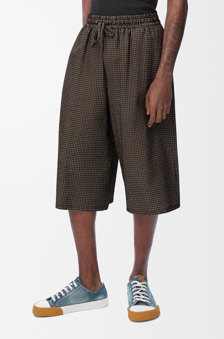LOEWE Drawstring shorts in cotton and linen blend Black/Multicolor