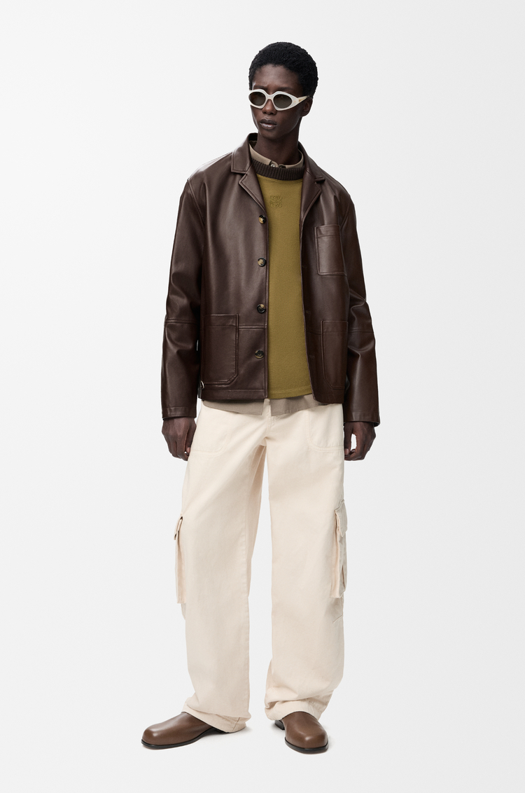 LOEWE Workwear jacket in nappa lambskin Dark Chocolate