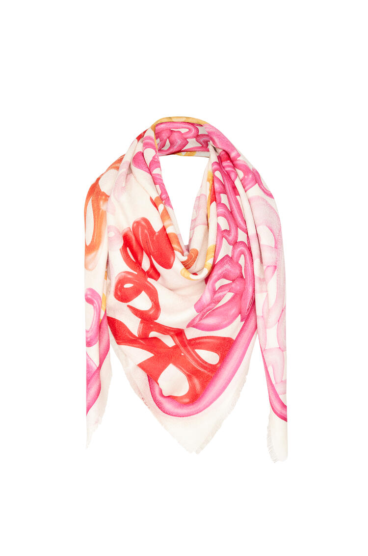 LOEWE LOEWE Anagram scarf in silk and cashmere Bright Pink/Multicolor