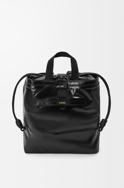 LOEWE 纸纹牛皮革 Squad 背包 黑色