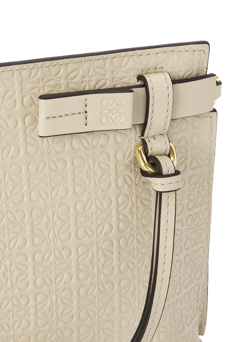LOEWE Mini Repeat T Pouch in embossed silk calfskin Light Oat