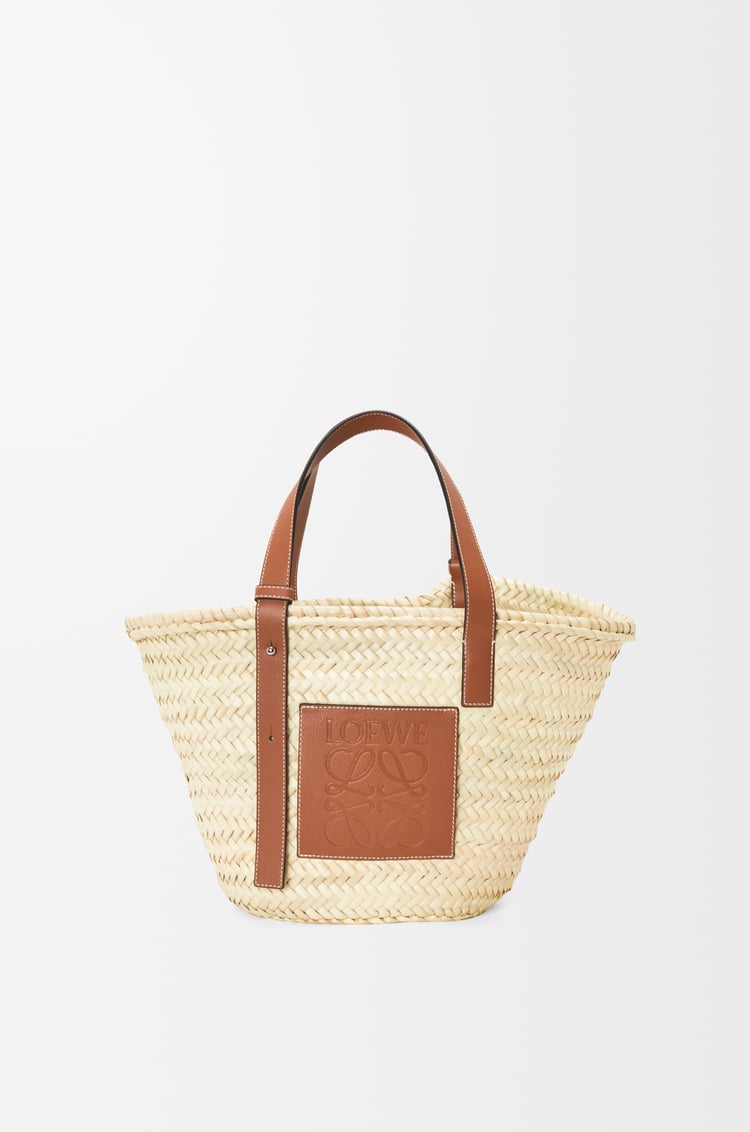 LOEWE Basket bag in palm leaf and calfskin Natural/Tan