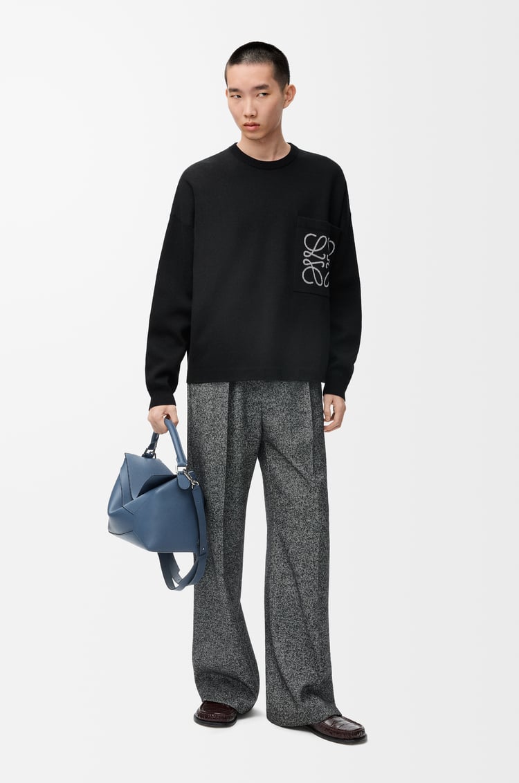LOEWE Jersey Anagram con bolsillo en algodón Negro/Blanco