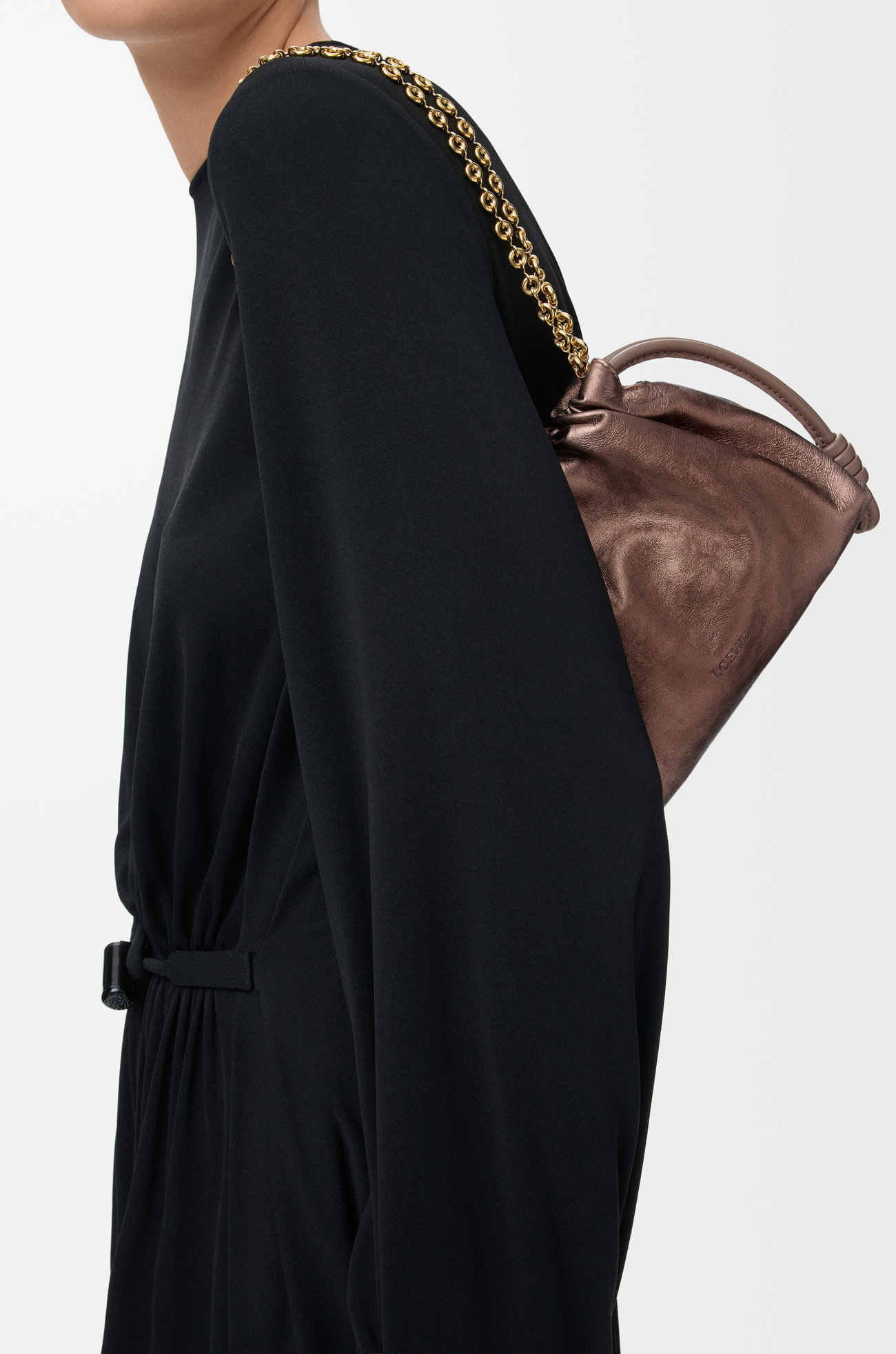 LOEWE Borsa Flamenco Purse in pelle di vitello stampata moiré Bronzo