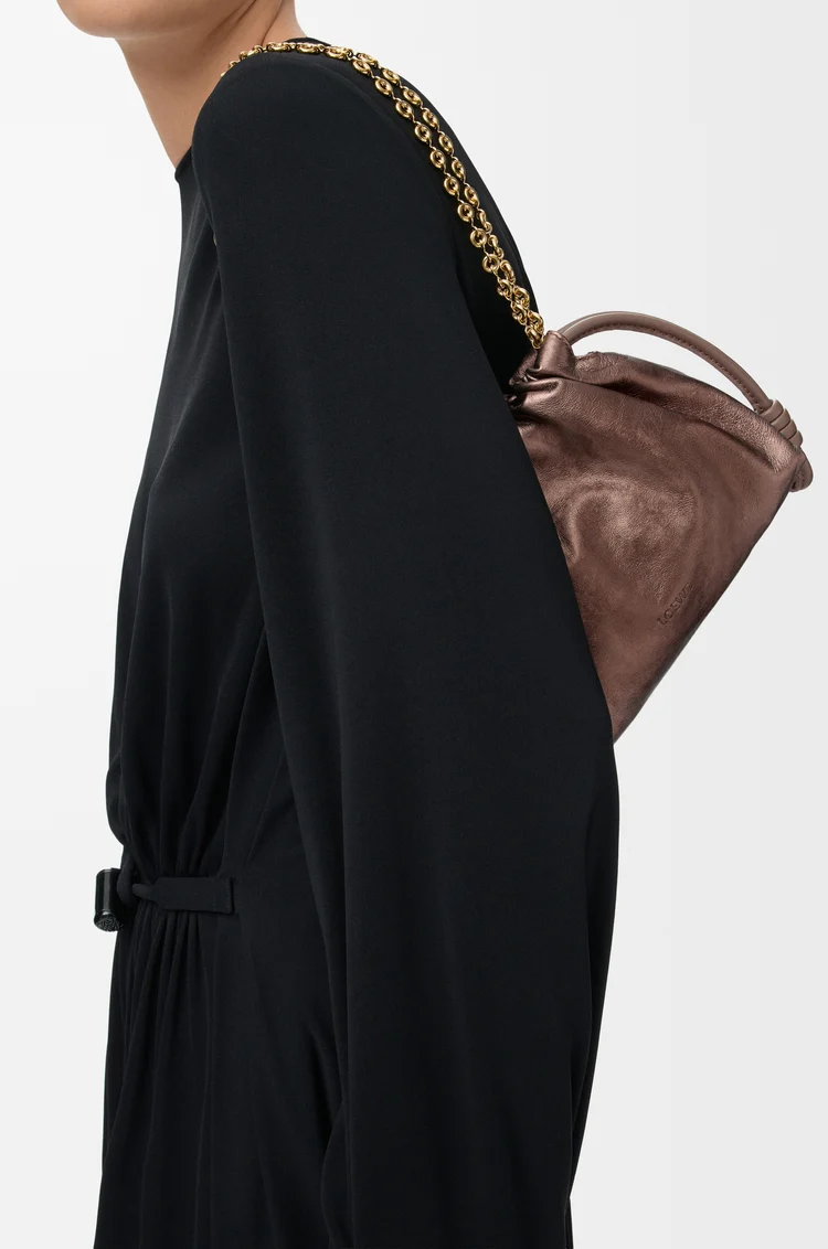 LOEWE Borsa Flamenco Purse in pelle di vitello stampata moiré Bronzo