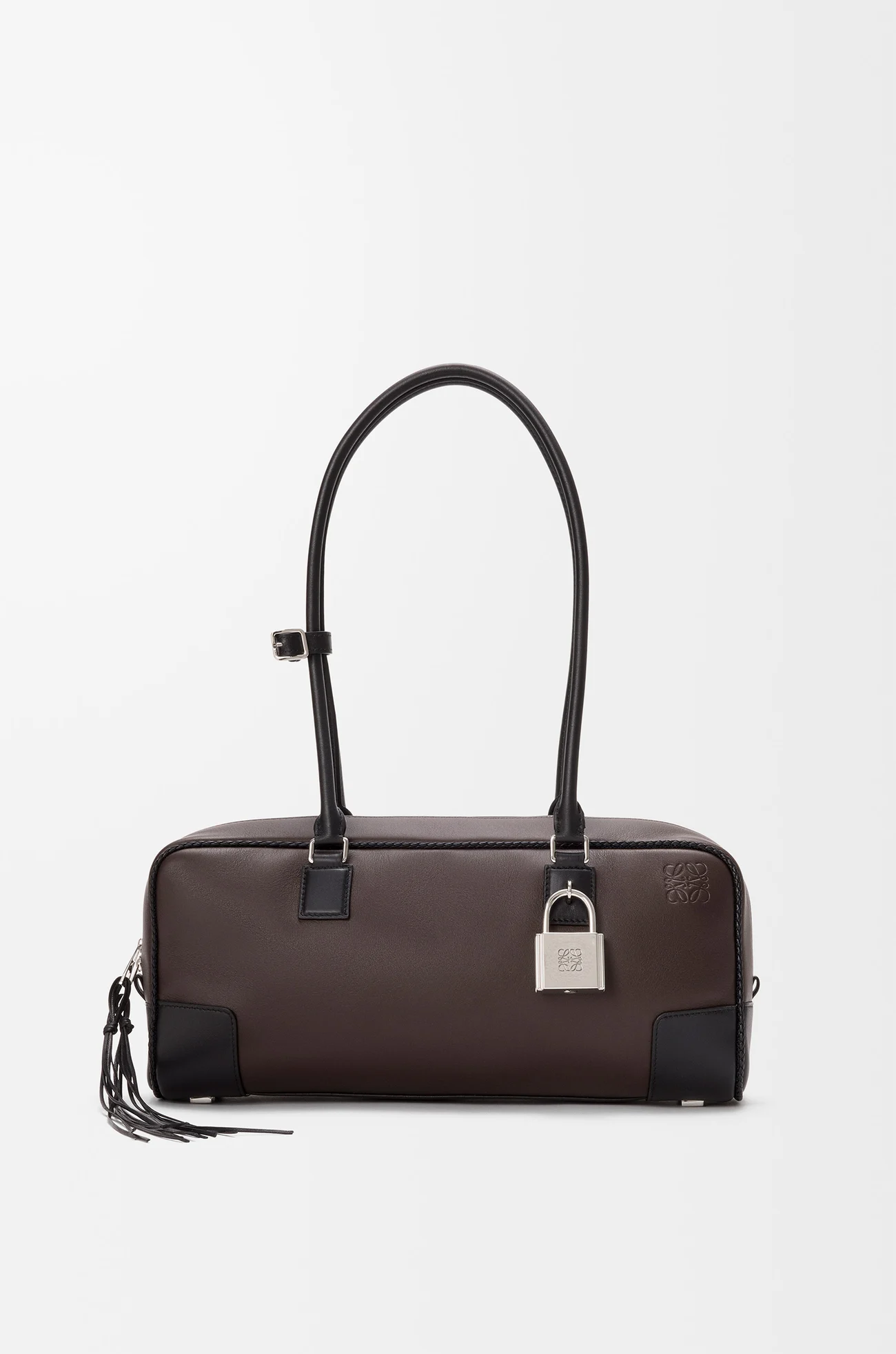 LOEWE Amazona 31 cropped bag in classic calfskin Dark Chestnut/Black