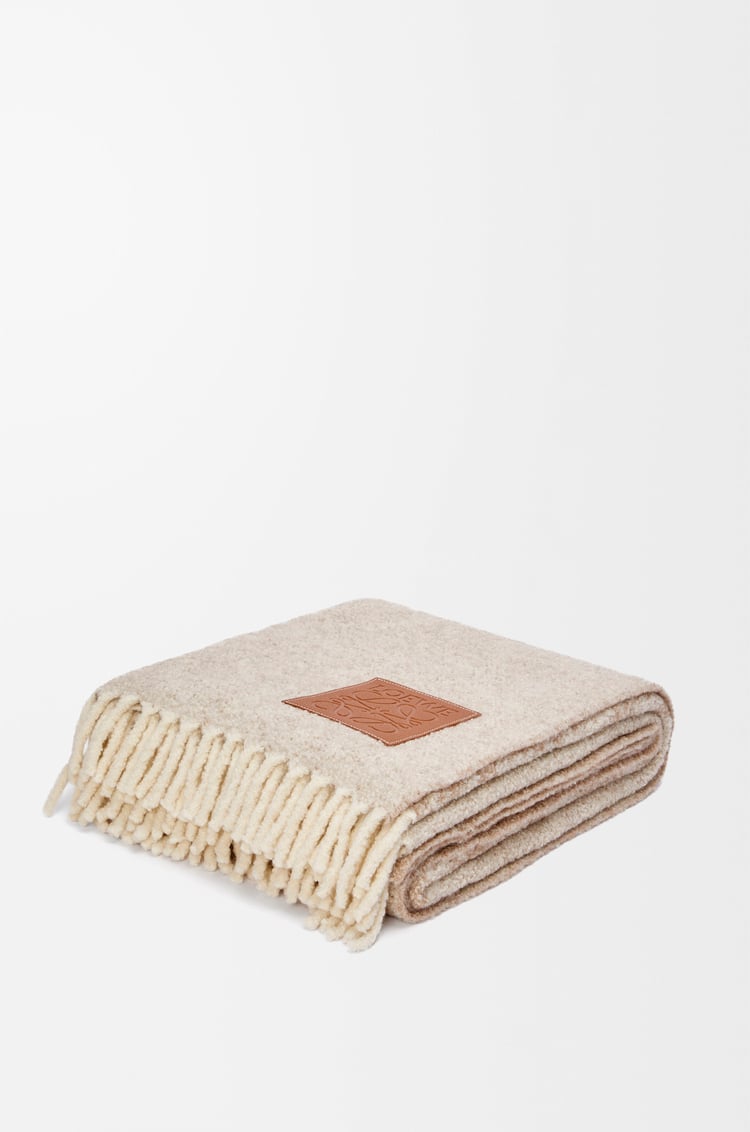 LOEWE Blanket in wool and alpaca  Beige/White