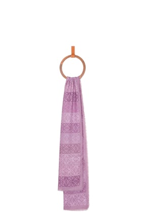 LOEWE 羊毛、真絲和喀什米爾 Anagram 線條圍巾 藍紫色