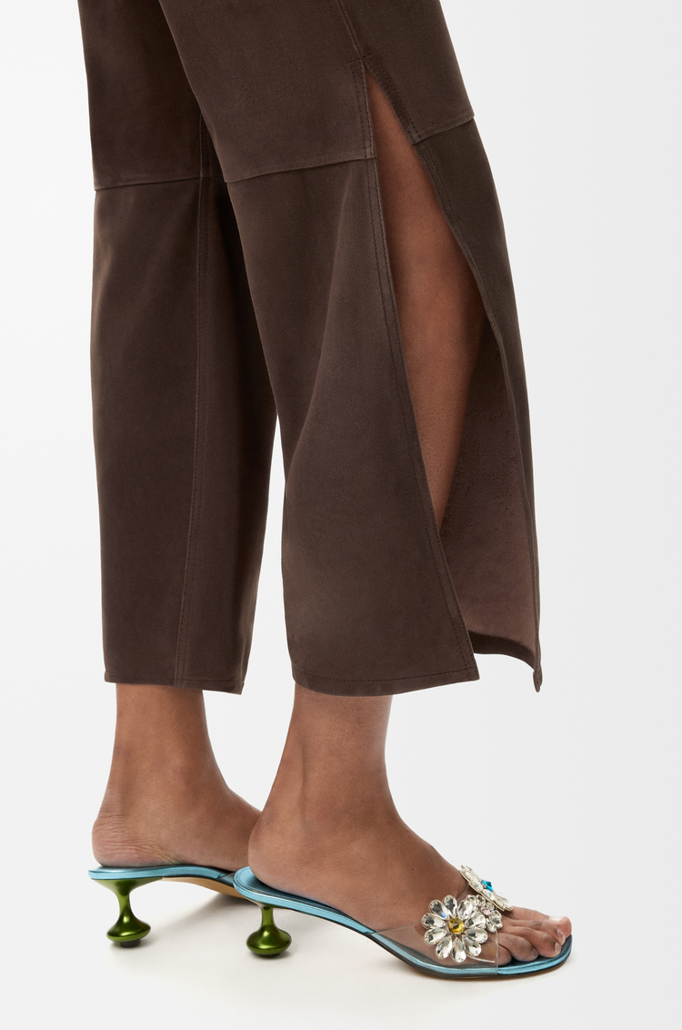 LOEWE 绒面羊皮革长裤 深棕色