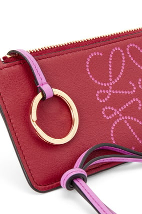 LOEWE Brand coin cardholder in classic calfskin Rouge/Bright Purple