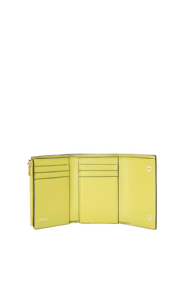 LOEWE Repeat small vertical wallet in embossed silk calfskin Lime Yellow