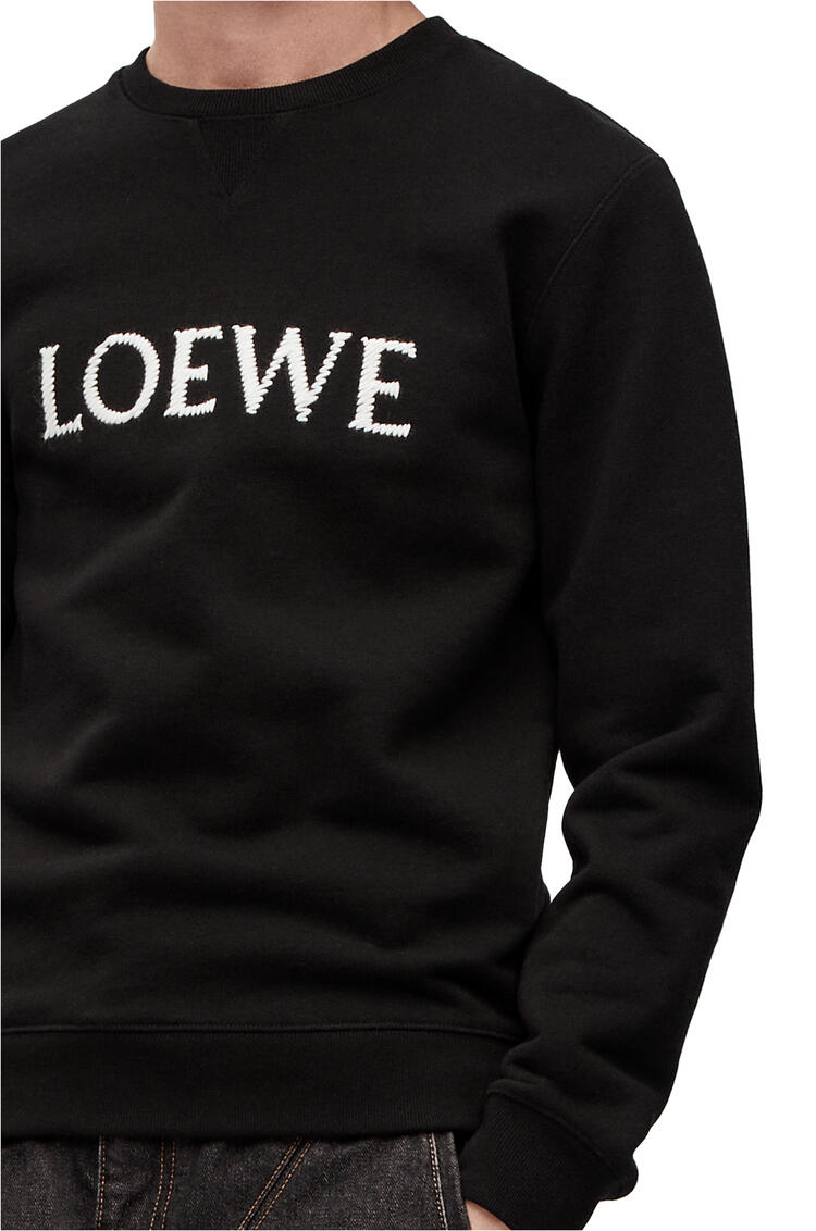 LOEWE Sudadera en algodón con logotipo LOEWE bordado Negro