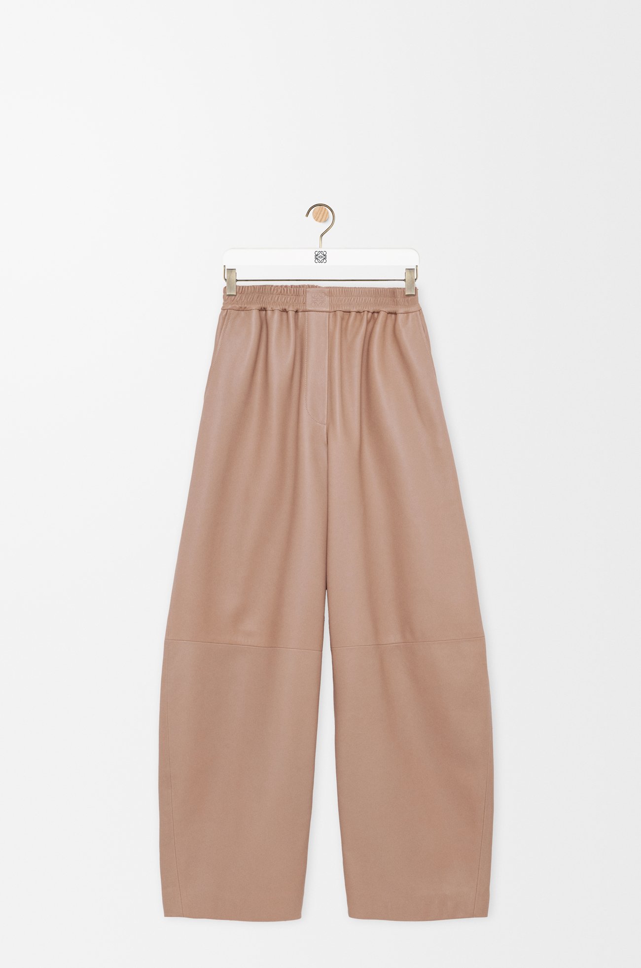LOEWE Pantalon barrel en cuir d'agneau nappa Beige