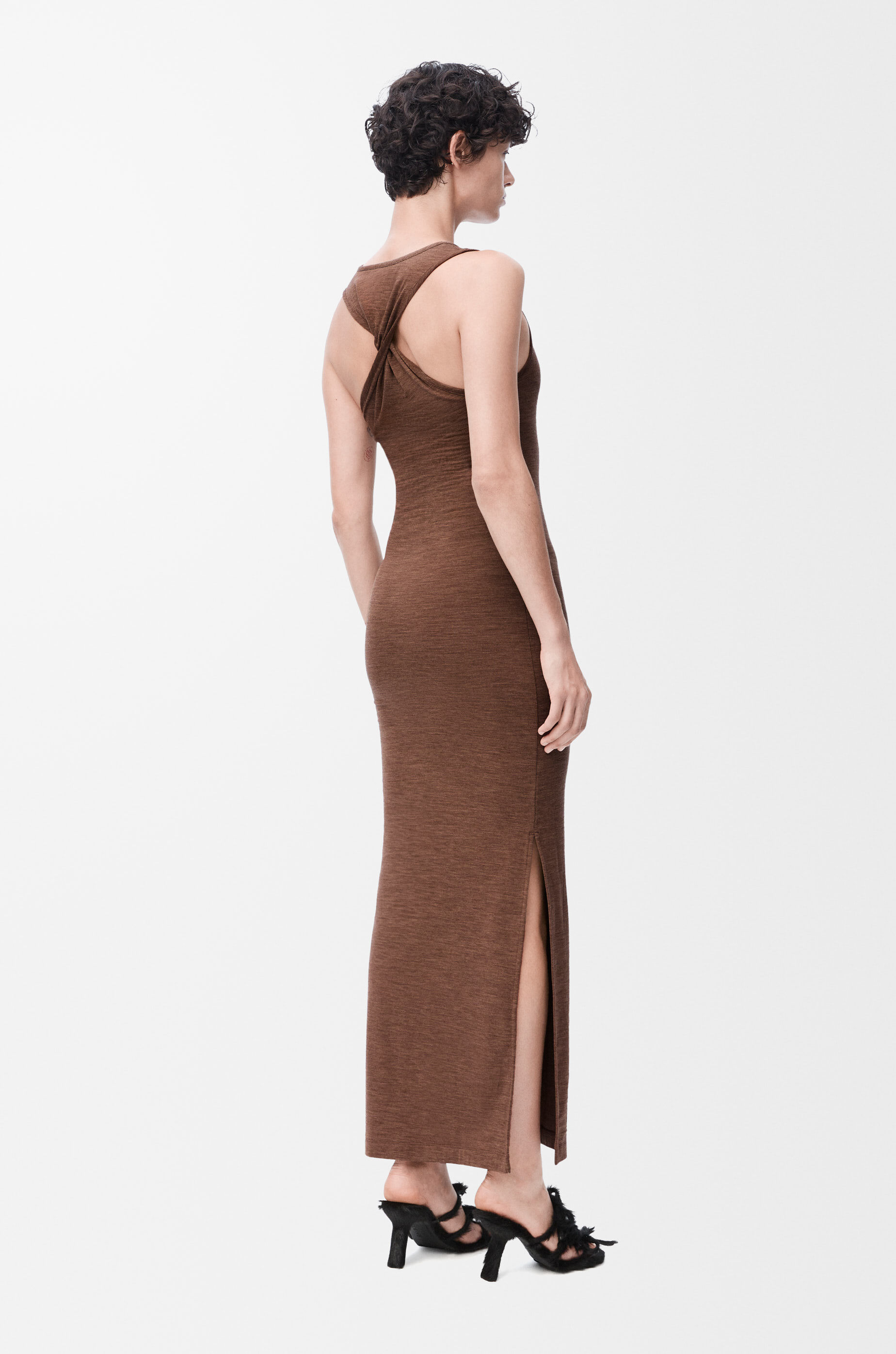 Anagram tank dress in stretch wool Brown - LOEWE