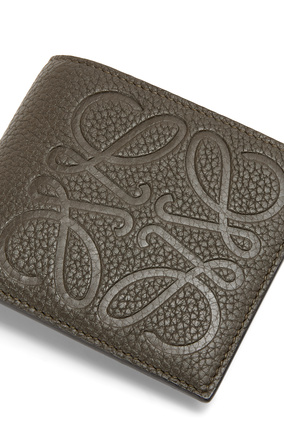 LOEWE Brand bifold wallet in grained calfskin Dark Khaki Green plp_rd