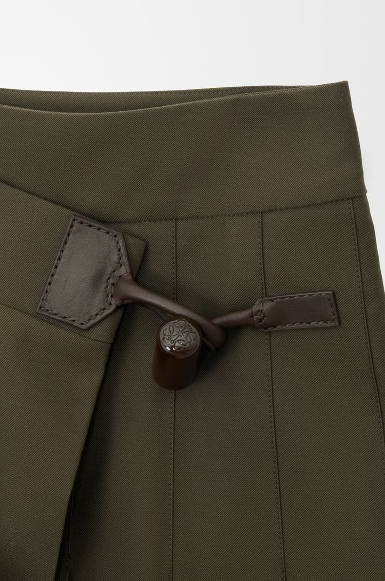 LOEWE Falda midi plisada en mezcla de algodón Verde Caqui