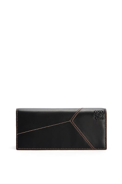 LOEWE パズルステッチ ロング ホリゾンタル ウォレット  (スムースカーフ) ブラック