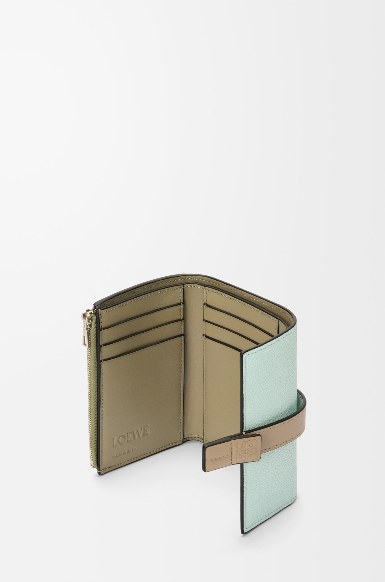 LOEWE Small vertical wallet in soft grained calfskin Frozen/Clay