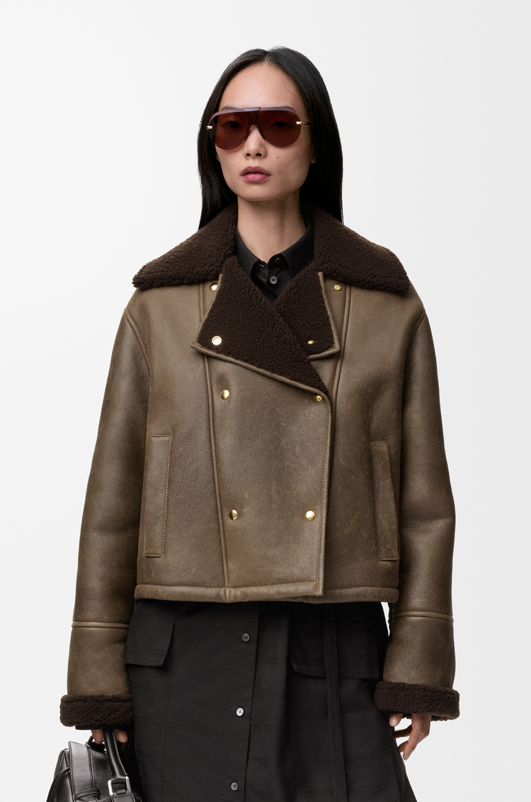 LOEWE 剪羊毛夹克 灰绿色