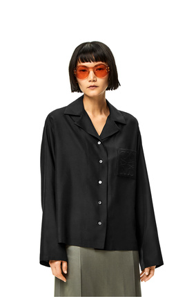 LOEWE Anagram pyjama blouse in silk Black plp_rd