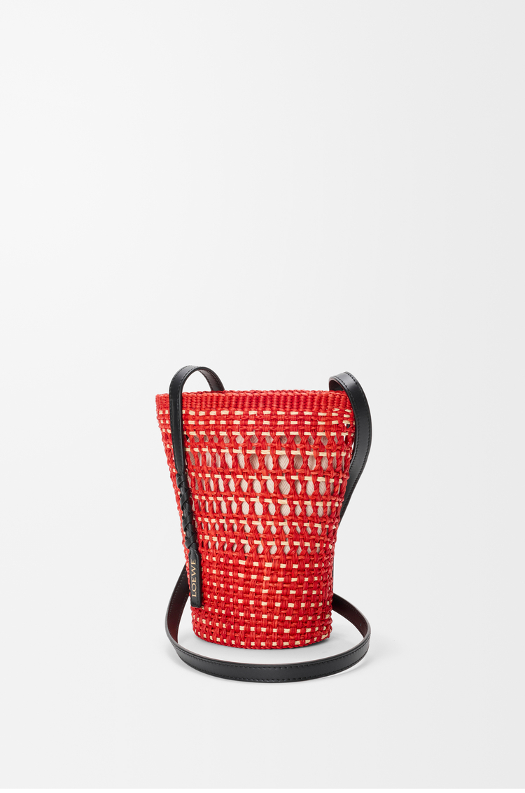 LOEWE Braid pocket in iraca palm and calfskin 紅色/自然色