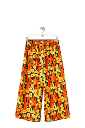 LOEWE Cactus print cropped trousers in cotton Black/Orange/Gold plp_rd