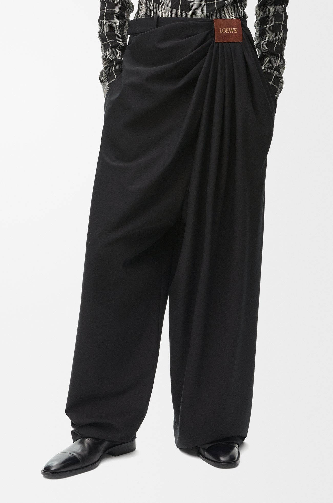 LOEWE Draped trousers in cotton and silk Black