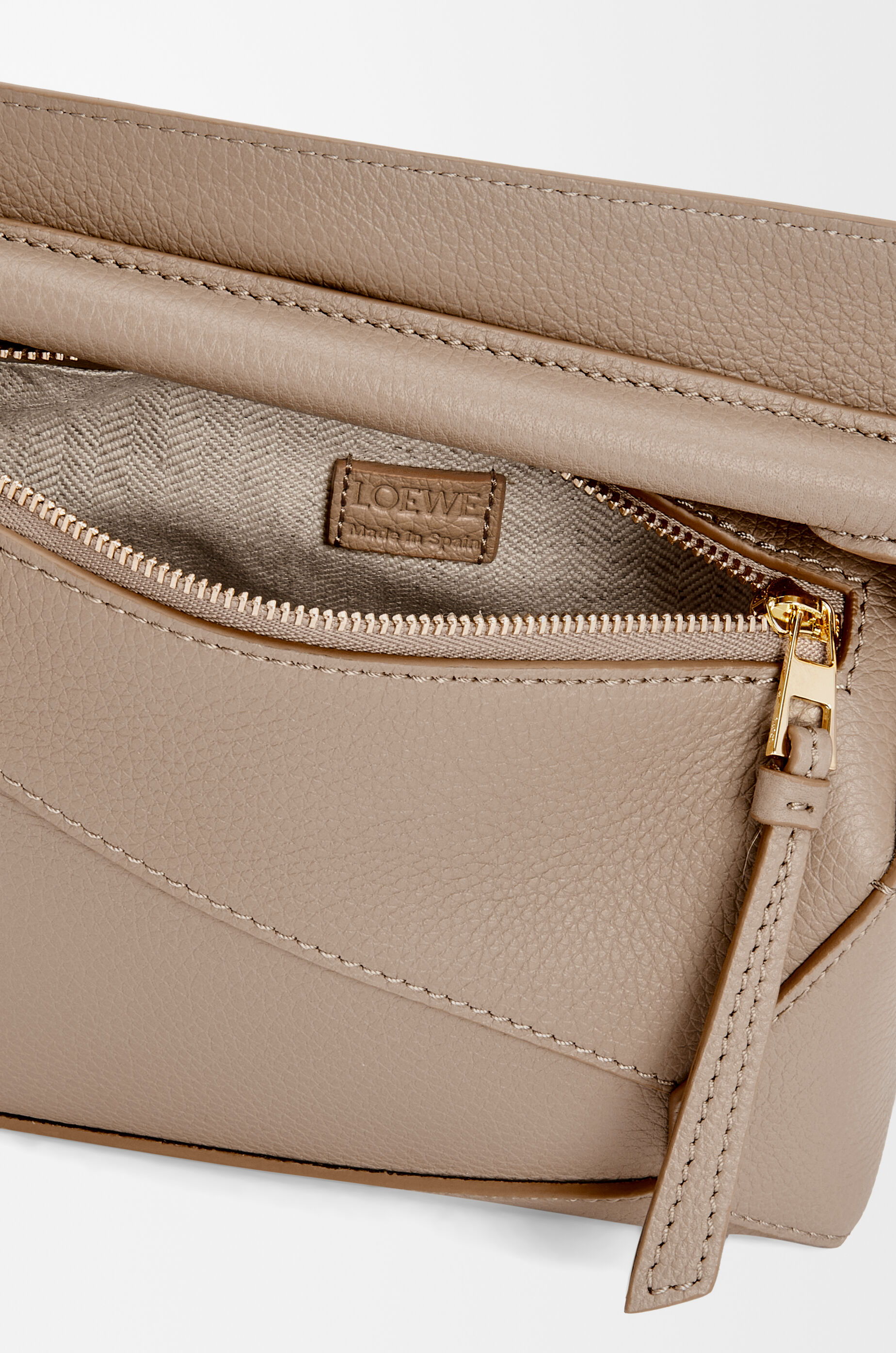 Mini Puzzle Edge bag in soft grained calfskin Beige - LOEWE