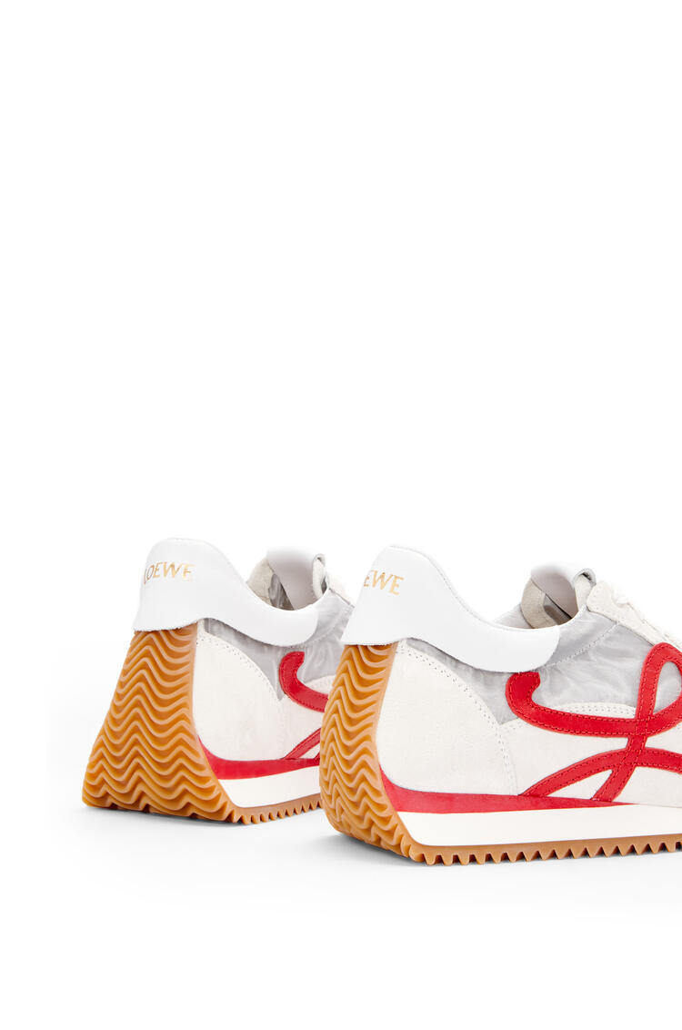 LOEWE Flow runner in technical mesh and suede Silver/White/Red