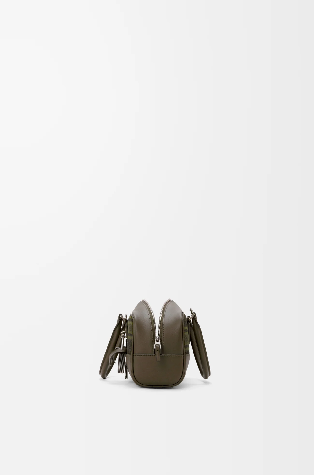 LOEWE 格纹绒面革和纳帕牛皮革 Amazona 23 Cropped 手袋 卡其色/绿色