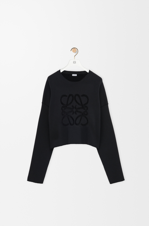 LOEWE 羊毛混纺 Anagram 毛衣 黑色