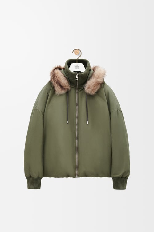 LOEWE Chaqueta acolchada en algodón técnico Verde Caqui