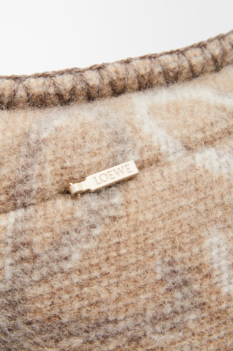LOEWE Checkerboard cushion in mohair White/Beige