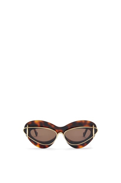 LOEWE Cateye double frame sunglasses in acetate and metal 深哈瓦那棕色
