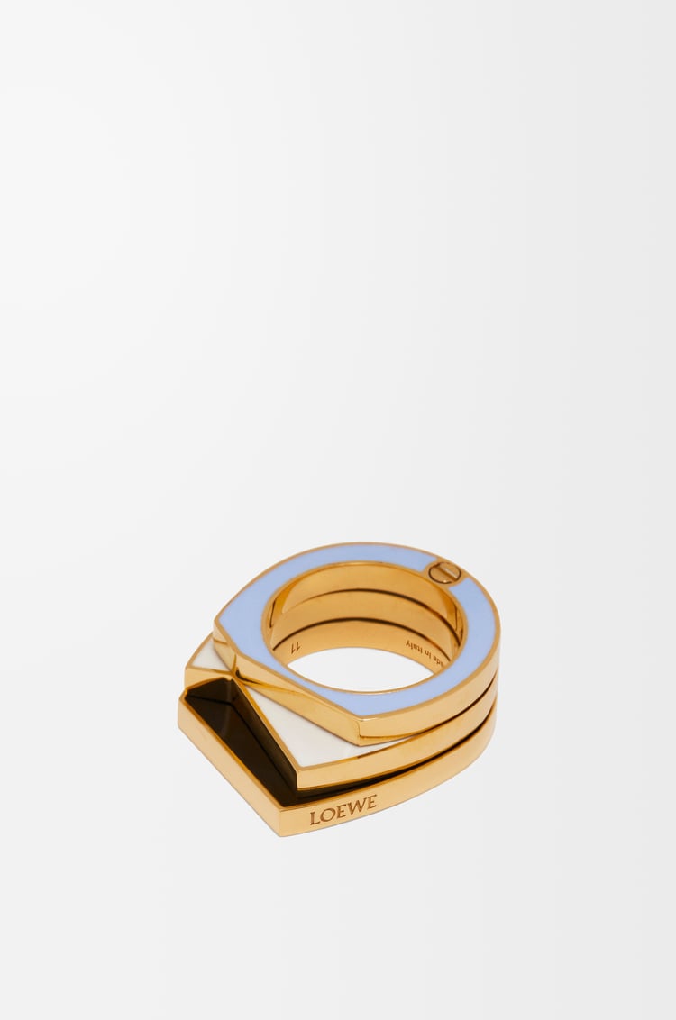 LOEWE Stacked pivot ring in sterling silver and enamel Gold/White/Blue
