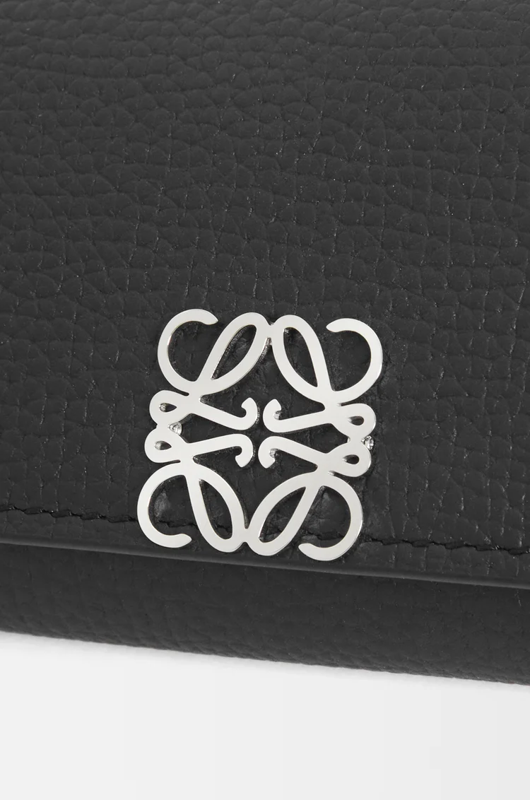 LOEWE Anagram key case in pebble grained calfskin Black